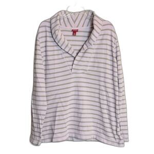 Merona Lavender Purple Gray Stripe Sweatshirt Shawl Collar Pullover XXL